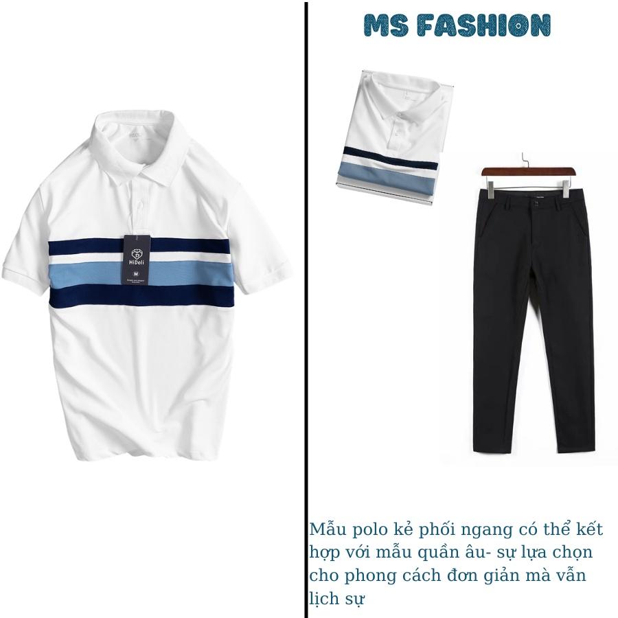 Áo thun nam thời trang nam Menswear, áo polo kẻ sọc phối màu phong cách công sở và thể thao