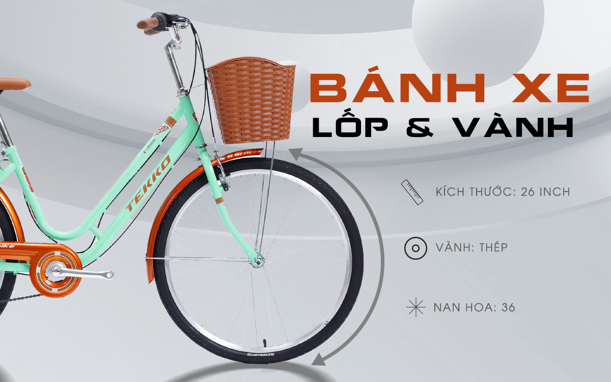 Xe đạp TEKKO C200S 26 inch, Khung thép cao cấp