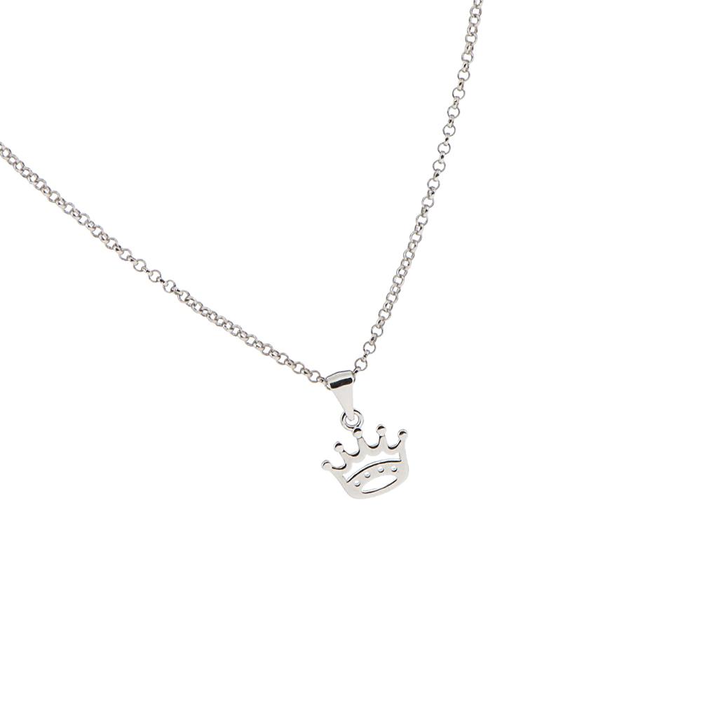 Elegant Women Princess Crown Tiara Charming Pendant Silver Necklaces