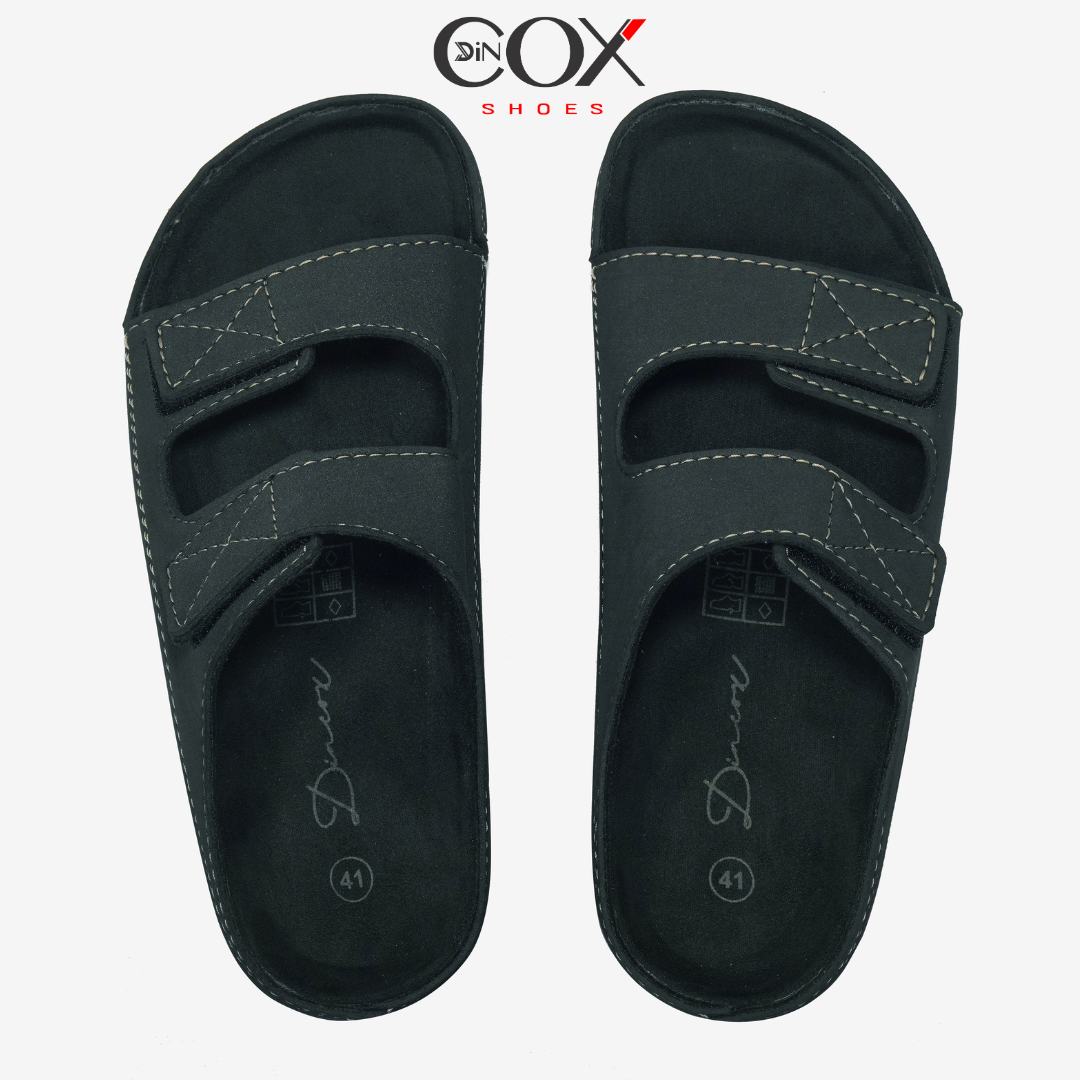Dép Đế Trấu Nam 2 Quai Dán Black DC08 Dincox