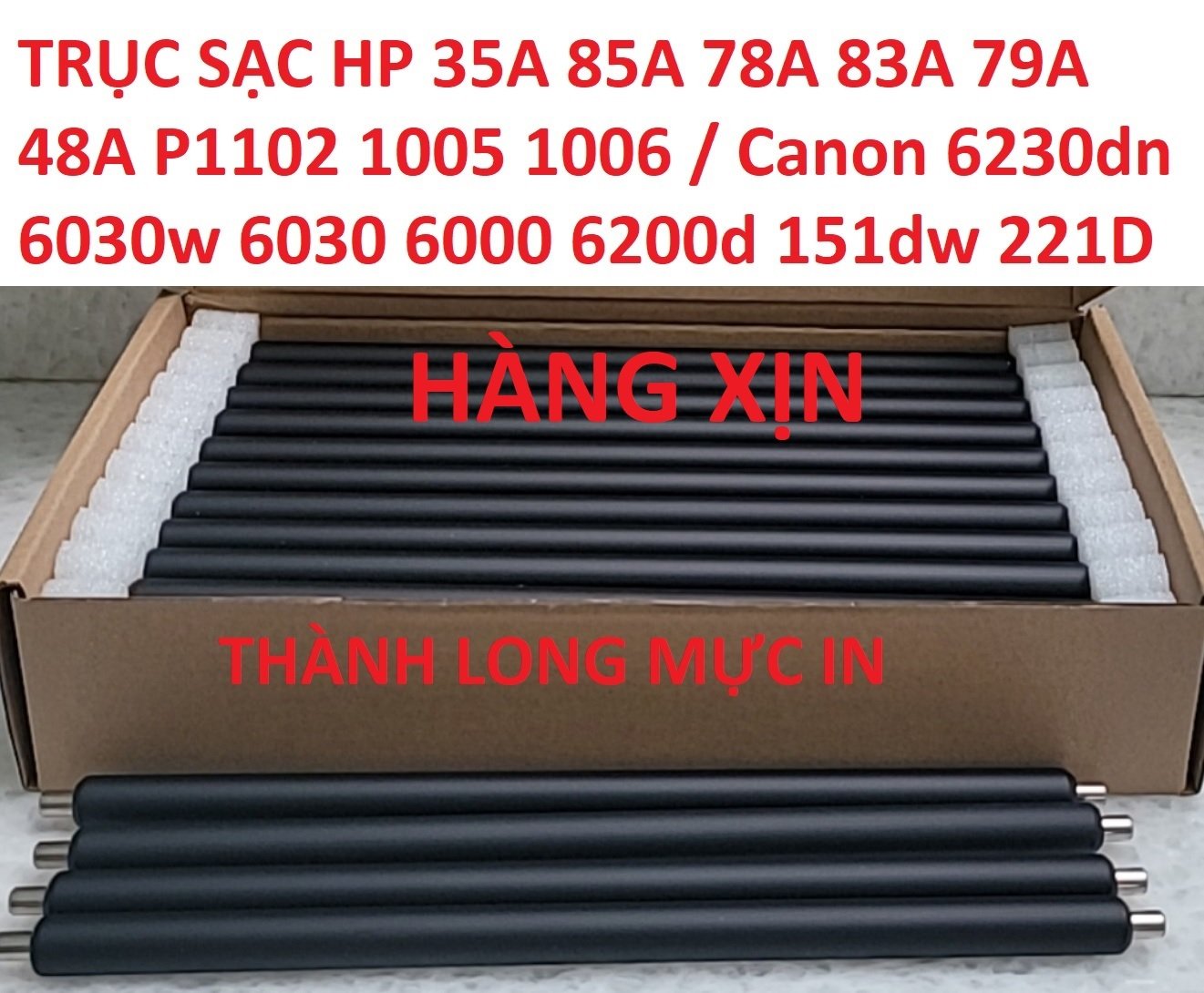 Combo 5 Trục cao su 35A (Loại tốt) Trục sạc 35A 85A 78A 83A 48A 79A dành cho Canon 6230dn 6000 6030w 6200d 151dw 312 - 325 - 337 - 326 - 328 HP P1102 M125 M127 M1132 Hàng chính hãng Alpha Cartridge