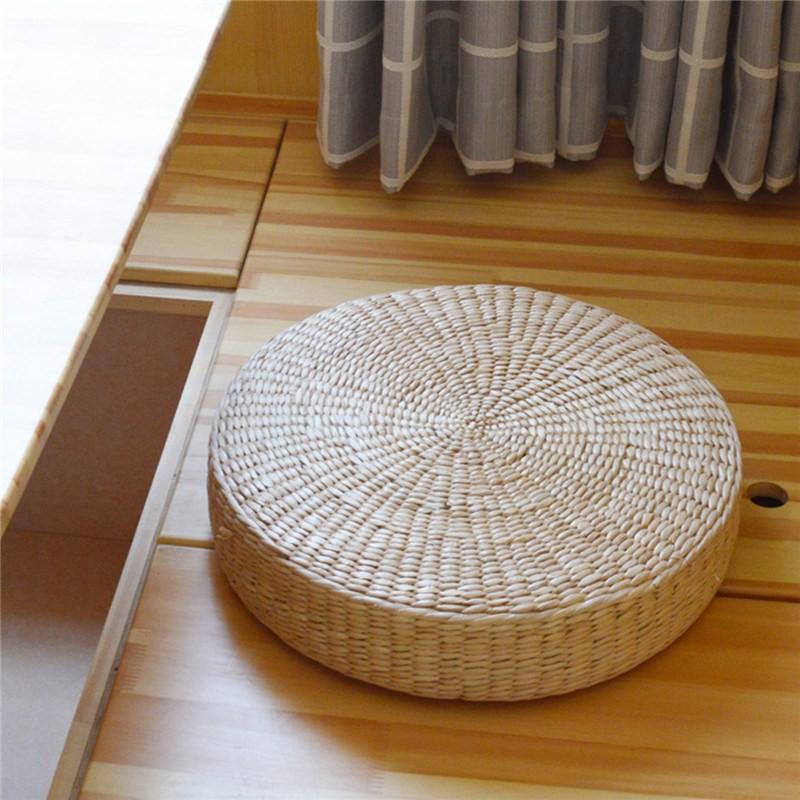 Đệm ngồi bệt hình tròn Smile Decor đan lục bình dùng ngồi thiền hoặc bàn trà Nhật - Water Hyacinth cushion