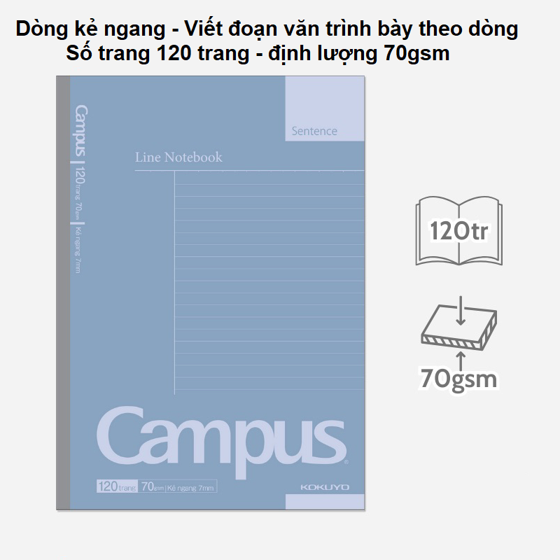 [TẶNG BÚT GEL] Lốc 10 Vở kẻ ngang Campus Basic Notebook 120 trang - Phong Cách Đơn Giản