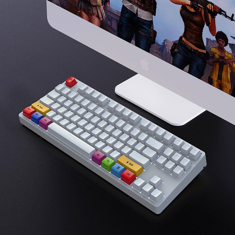 HXSJ L600 87 Keys Wired Mechanical Keyboard Two-color Injection Keycap White Backlight Detachable Type-C Cable