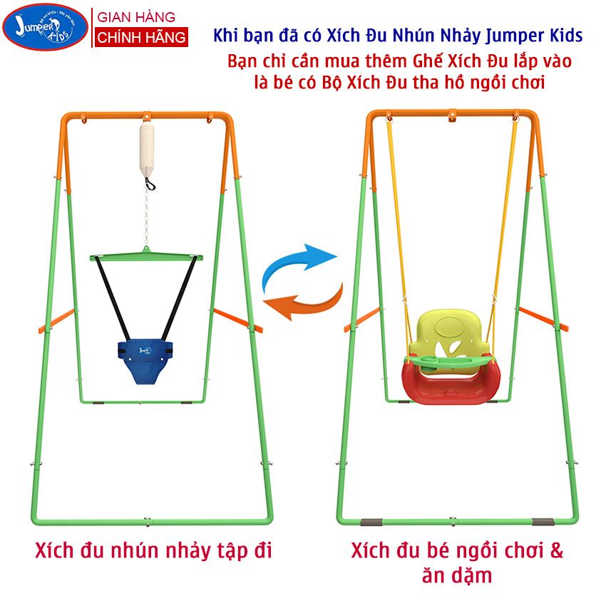 Ghế Xích Đu Dùng Với Khung Xích Đu Nhún Nhảy Tập Đi Cho Bé JUMPER KIDS Ghế Đa Năng Tích Hợp Bàn Ăn Dặm Chưa Có Bộ Khung