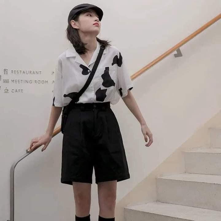 Áo sơ mi bò sữa form rộng unisex