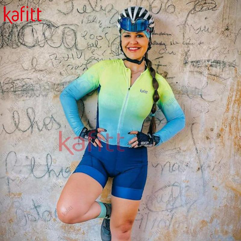 Trang phục đi xe đạp dài tay Kafitt cho nữ mùa thu đông mới chống nắng quần áo thể thao đi xe đạp Macaquinho Ciclismo Feminino Color: kafitt20-884(2) Size: XXS
