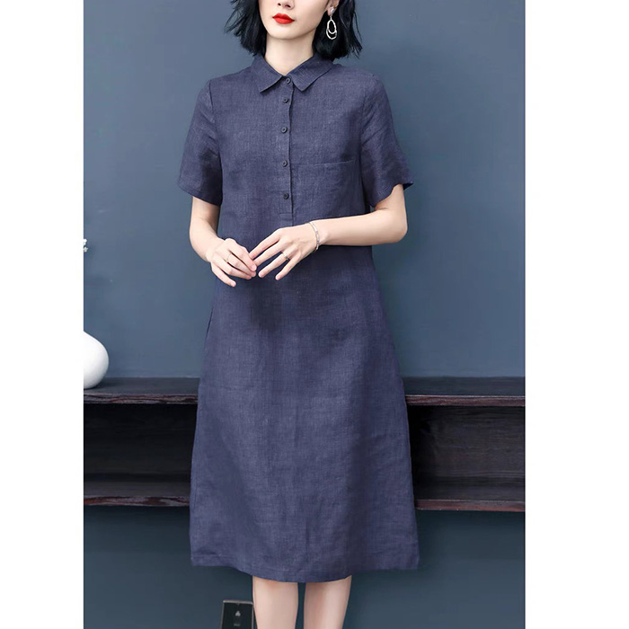 Đầm suông công sở linen cổ đức 2 túi sườn ArcticHunter, thời trang thương hiệu chính hãng