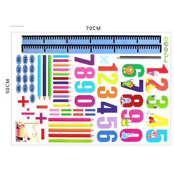 Decal trang trí tường Thước Đo Số Thứ Tự cho Trẻ