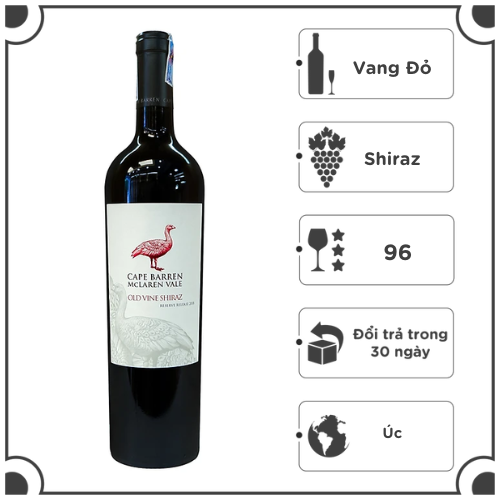 Rượu Vang Đỏ Cape Barren Old Vine Reserve McLaren Vale Shiraz 750ml 14,5% - Úc - Hàng Chính Hãng