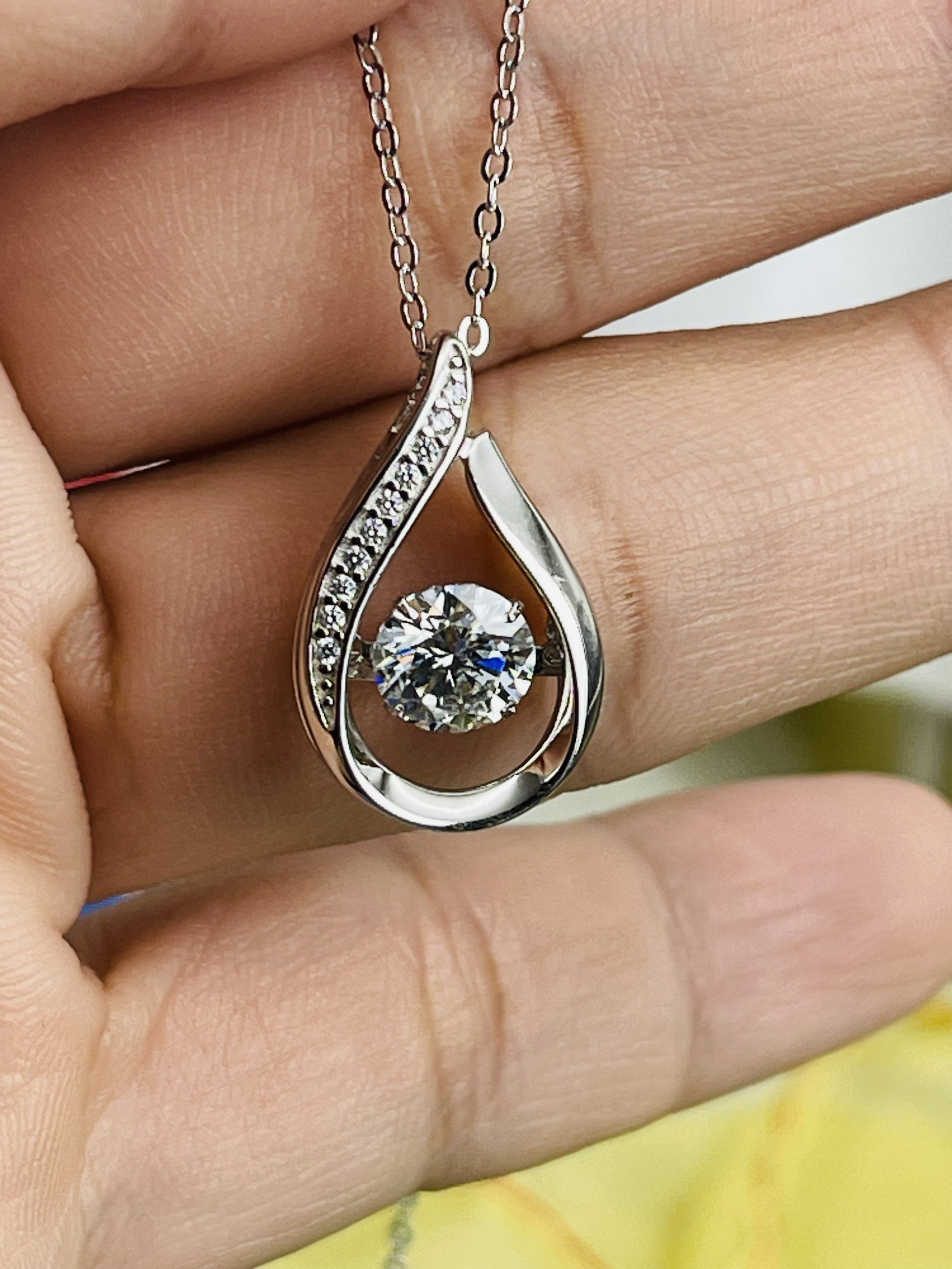 Dây cổ Bạc 925 xi Kim viên chủ Kim Cương nhân tạo Moissanite hạt 1.0 carat - N10.2.3.8
