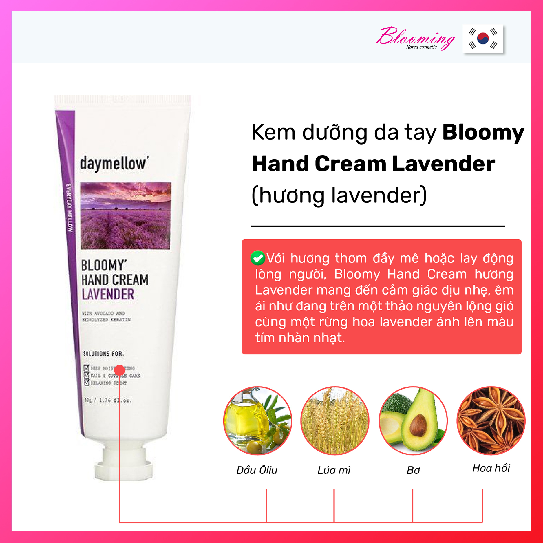 Kem Dưỡng Da Tay Giữ Ẩm, Chống Lão Hóa Daymellow Bloomy Hand Cream 50ml