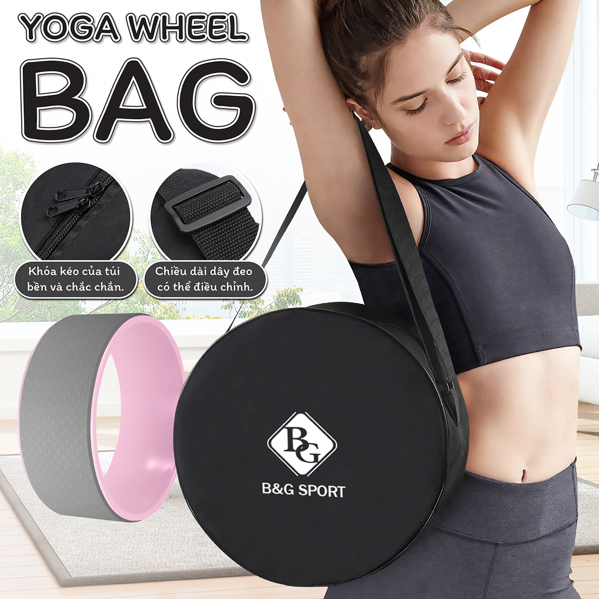 BG Vòng Tập Yoga 6003 PURPLE, Vòng Yoga Pilates Nhựa ABS 33cm Tập Lưng Cao Cấp Chính Hãng Yoga Wheel (hàng nhập khẩu)