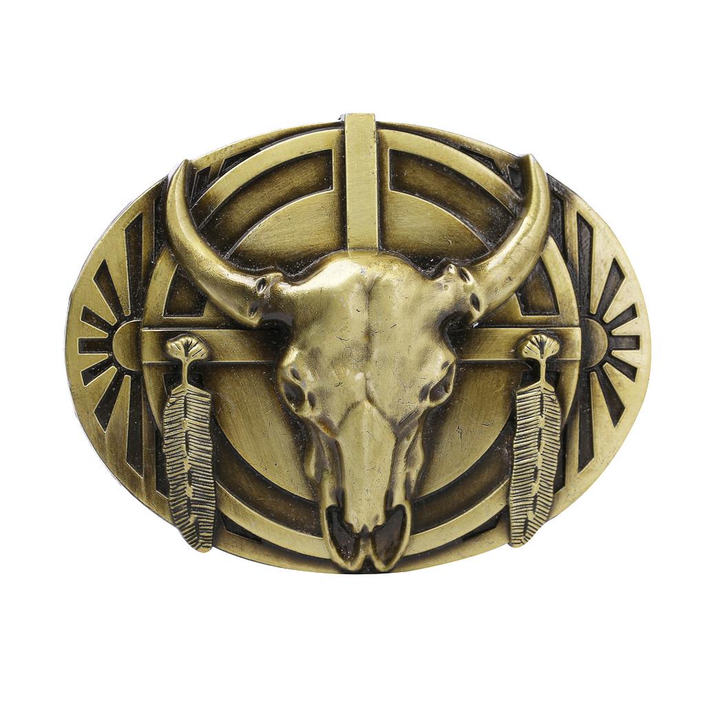 Vintage Western Belt Buckle Classic Indian Rodeo Bull Head Native American