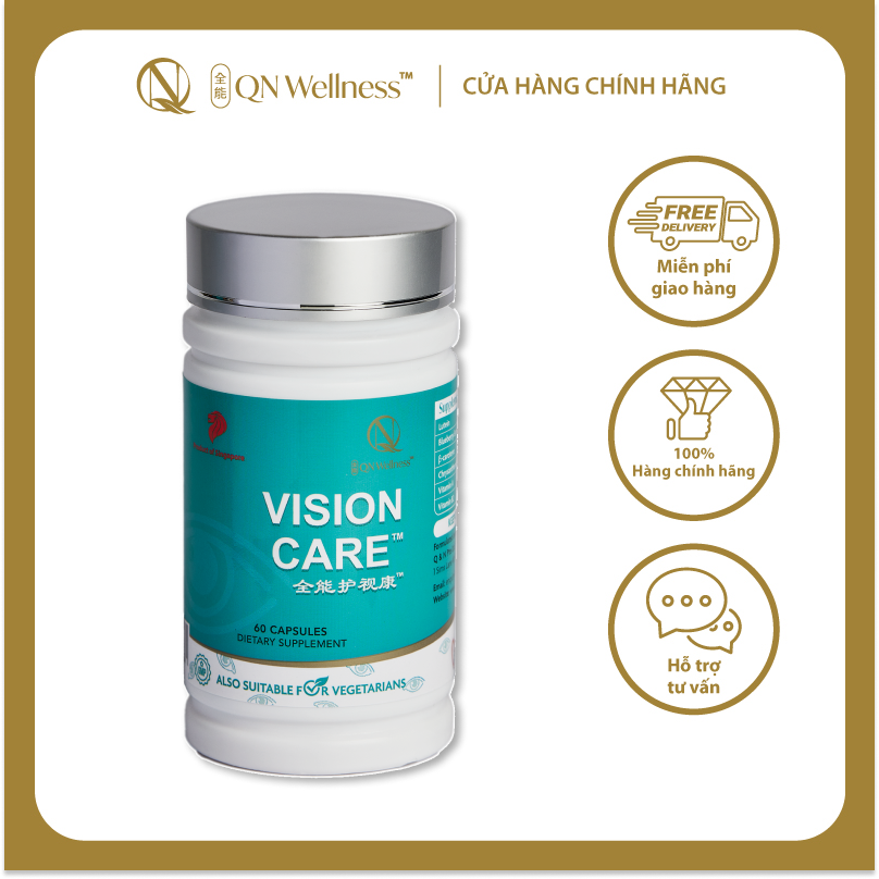 Viên Uống Bảo Vệ Mắt Vision Care QN Wellness Cải Thiện & Giảm Mệt Mỏi Thị Giác, Ngăn Ngừa Lão Hóa, Hỗ Trợ Tổng Hợp Lutein - Hộp 60 Viên