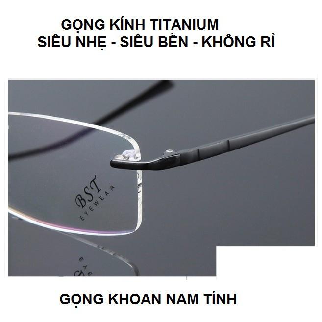 Gọng kính thời trang gọng khoan kiểu dáng doanh nhân có thể thay cận viễn loạn KT75UNIQUI