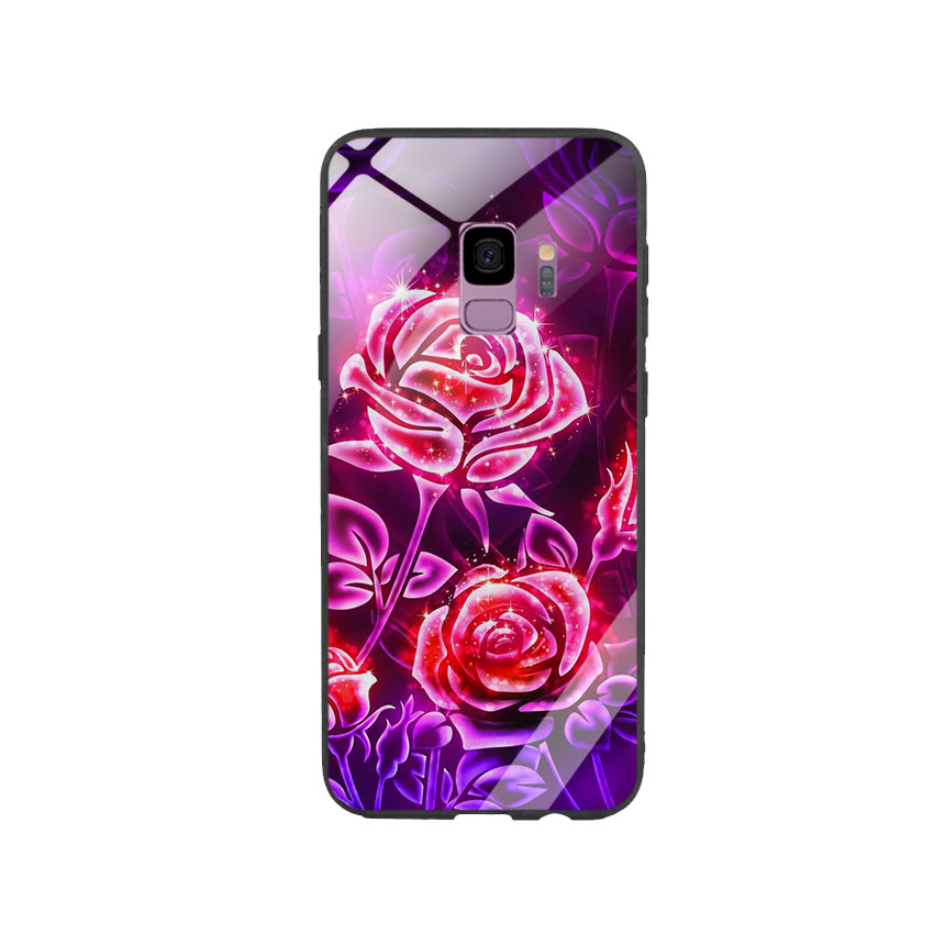 Ốp Lưng Kính Cường Lực cho điện thoại Samsung Galaxy S9 - Rose