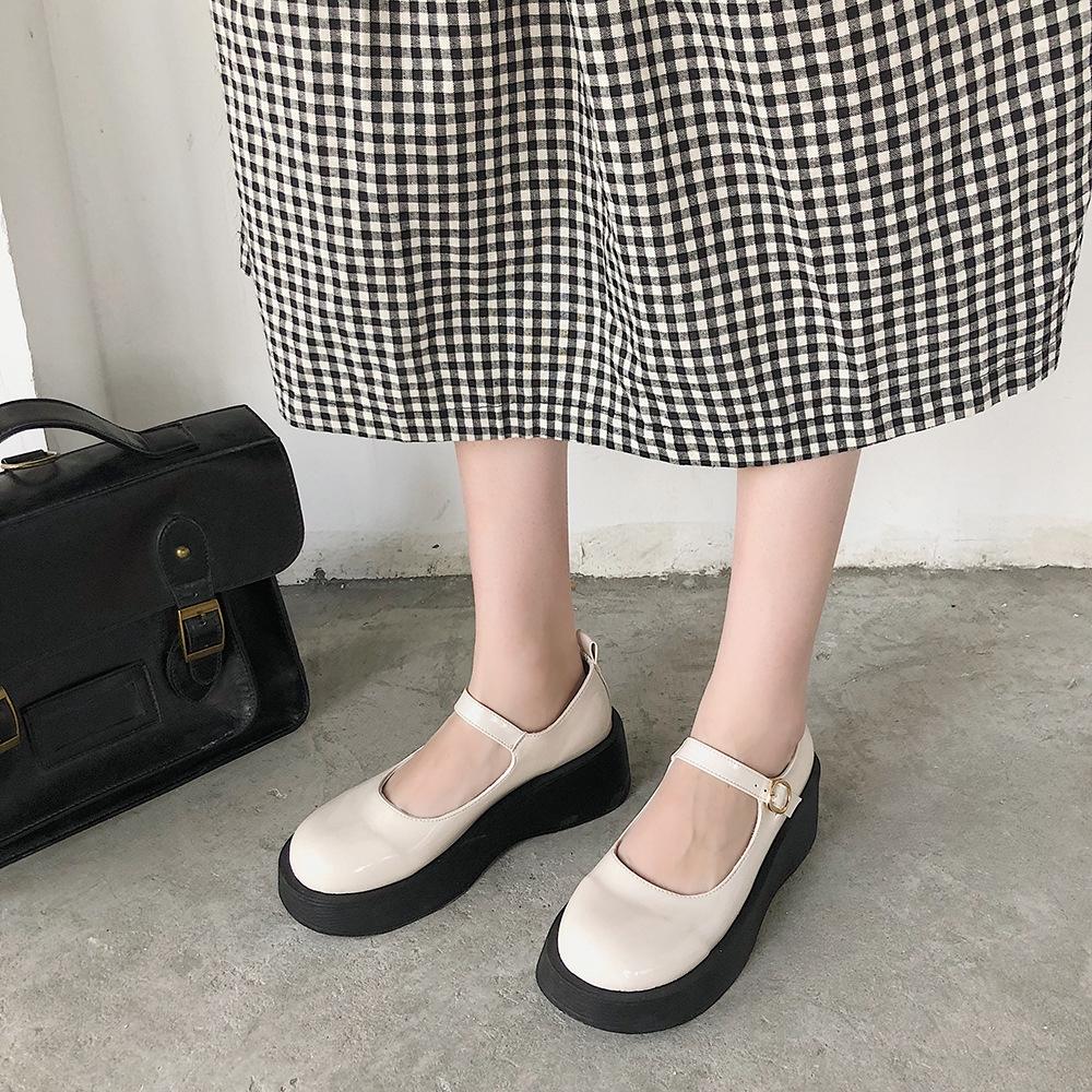 Small leather shoes round head Mary Jane single shoes