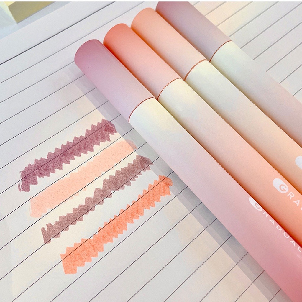 Bút Dạ Quang đánh dấu highlight 4 màu đổi tông Gradient Pastel Color Ngòi Mềm Cho Học Sinh B123