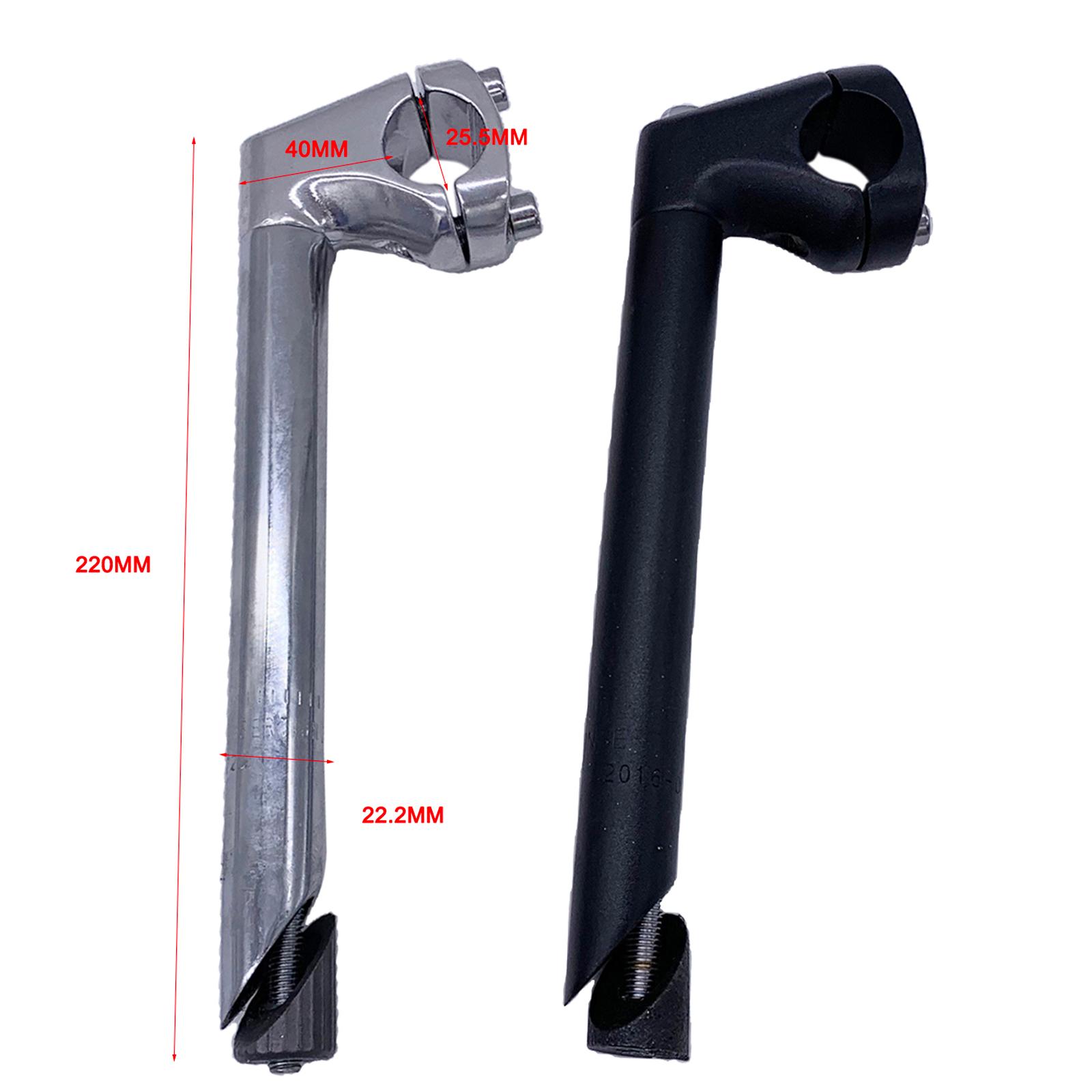 Bike Quill Stem 25.4mm Handlebar Folding Bicycle Handle Bar Riser 1" Fork Gooseneck Stem for BMX Road Folding Bikes, Beach Cruiser Bicycles