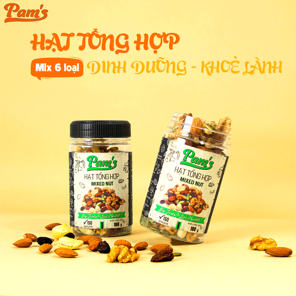 Hạt Dinh Dưỡng Tổng Hợp Mix 6 Loại Macca, Hạnh Nhân, Hạt Điều, Nhân Hạt Óc Chó, Hạt Bí, Nho Úc Pams