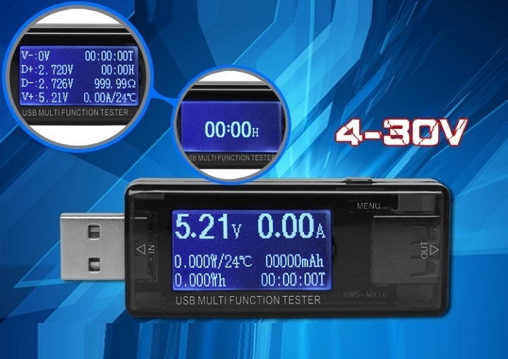 USB đo điện áp và dòng sạc điện thoại nhanh -