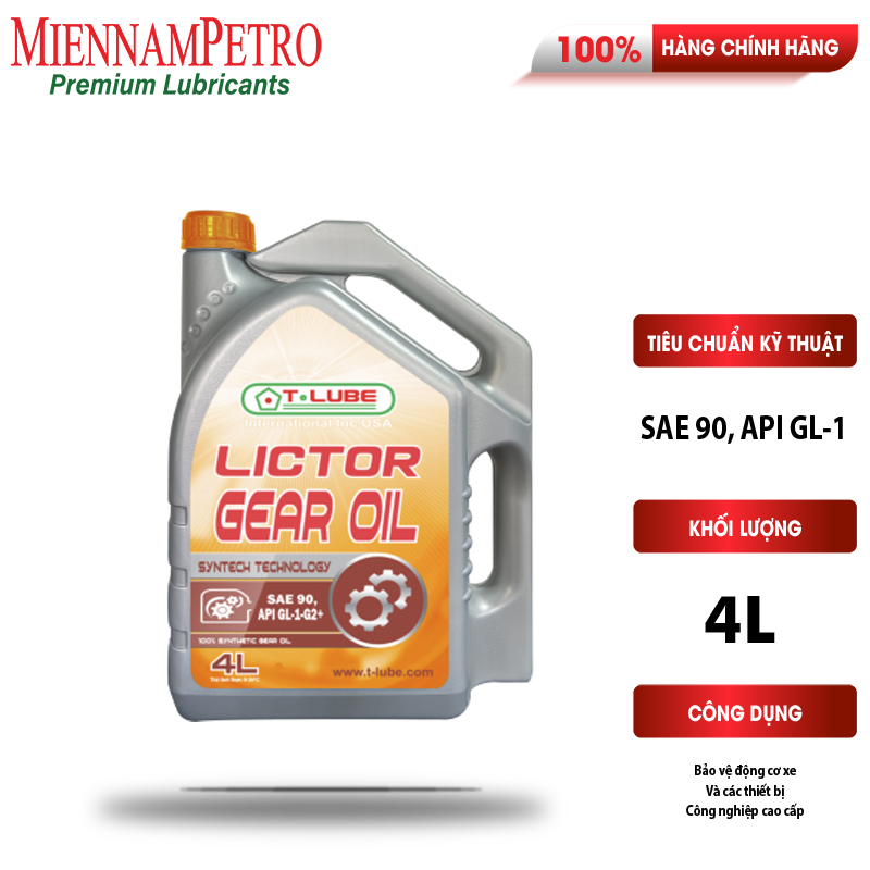 Dầu Nhớt Tlube Lictor Gear oil SAE 90 API GL-1 4L Bảo Vệ Hộp Số Các Dòng Xe Ô Tô, Xe Bán Tải