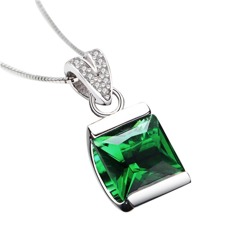 Green Gemstone Pendant Valentines Day Gift 925 Sterling Silver Necklace