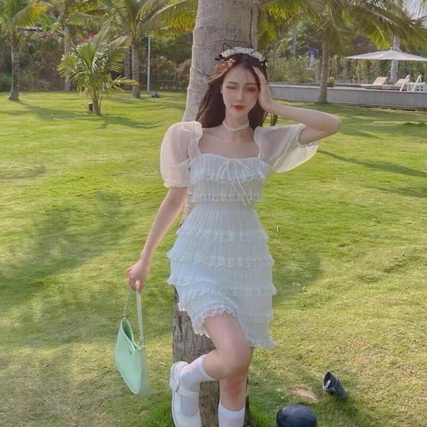 ĐẦM XÒE TẦNG CỔ VUÔNG NƠ LƯNG - HẬU NGUYỄN STORE