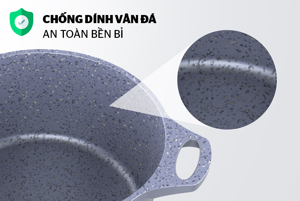 Bộ nồi quánh vân đá đáy từ SUNHOUSE SHG2003MMA - Dùng được mọi loại bếp - Bộ sản phẩm 2 nồi kích thước 20,24 cm và 1 quánh 16 cm