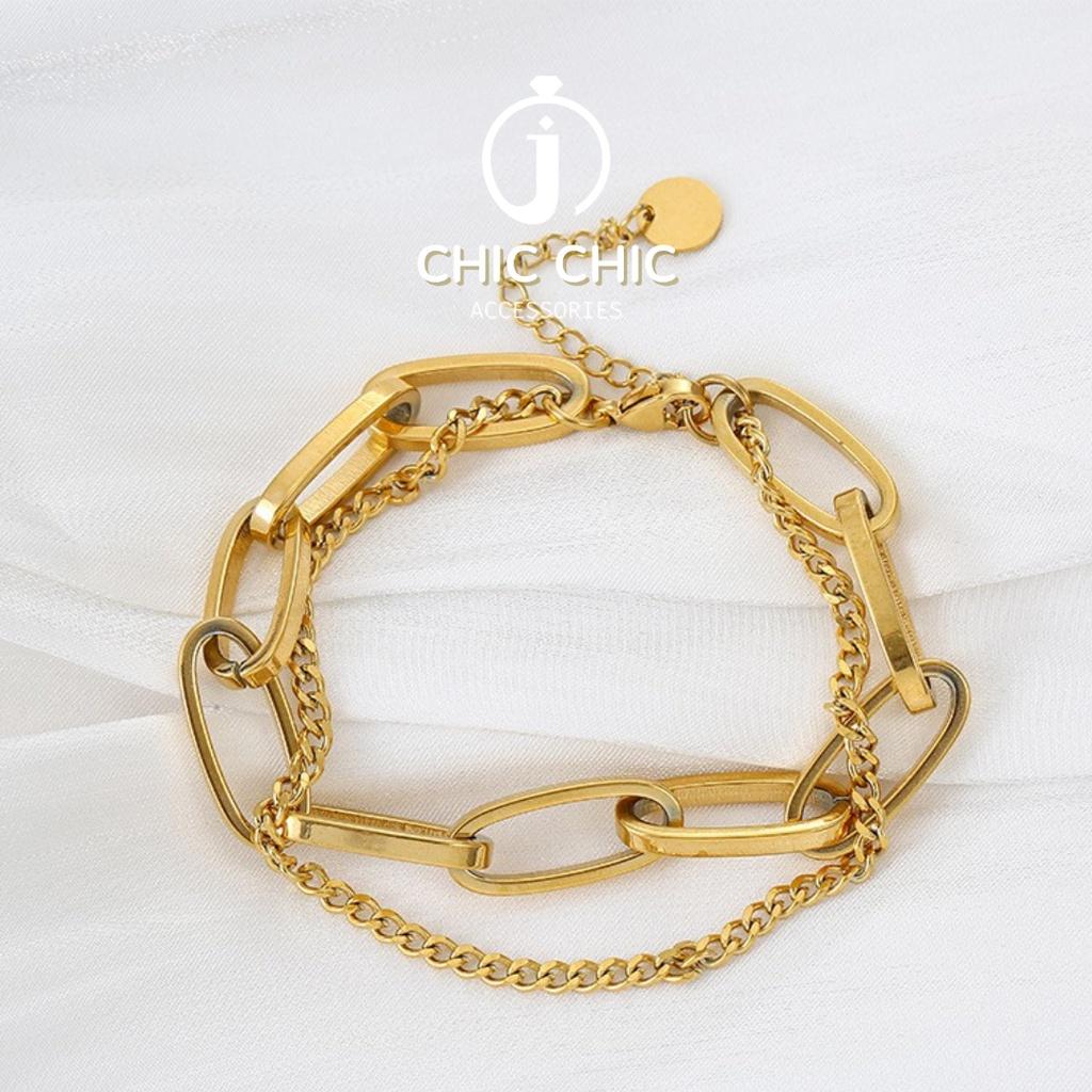 Lắc Tay TiTan Mạ Vàng 18K Hai Lớp Mặt Hàn Quốc Dễ Thương Thời Trang Nữ | Lắc Tay CHIC CHIC 2C22