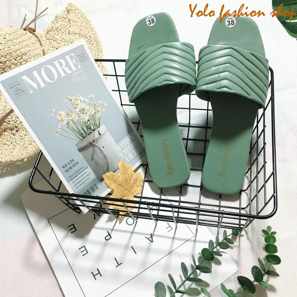 Hình thật-DL26-Dép lê nữ quai ngang chữ V da mềm êm chân
