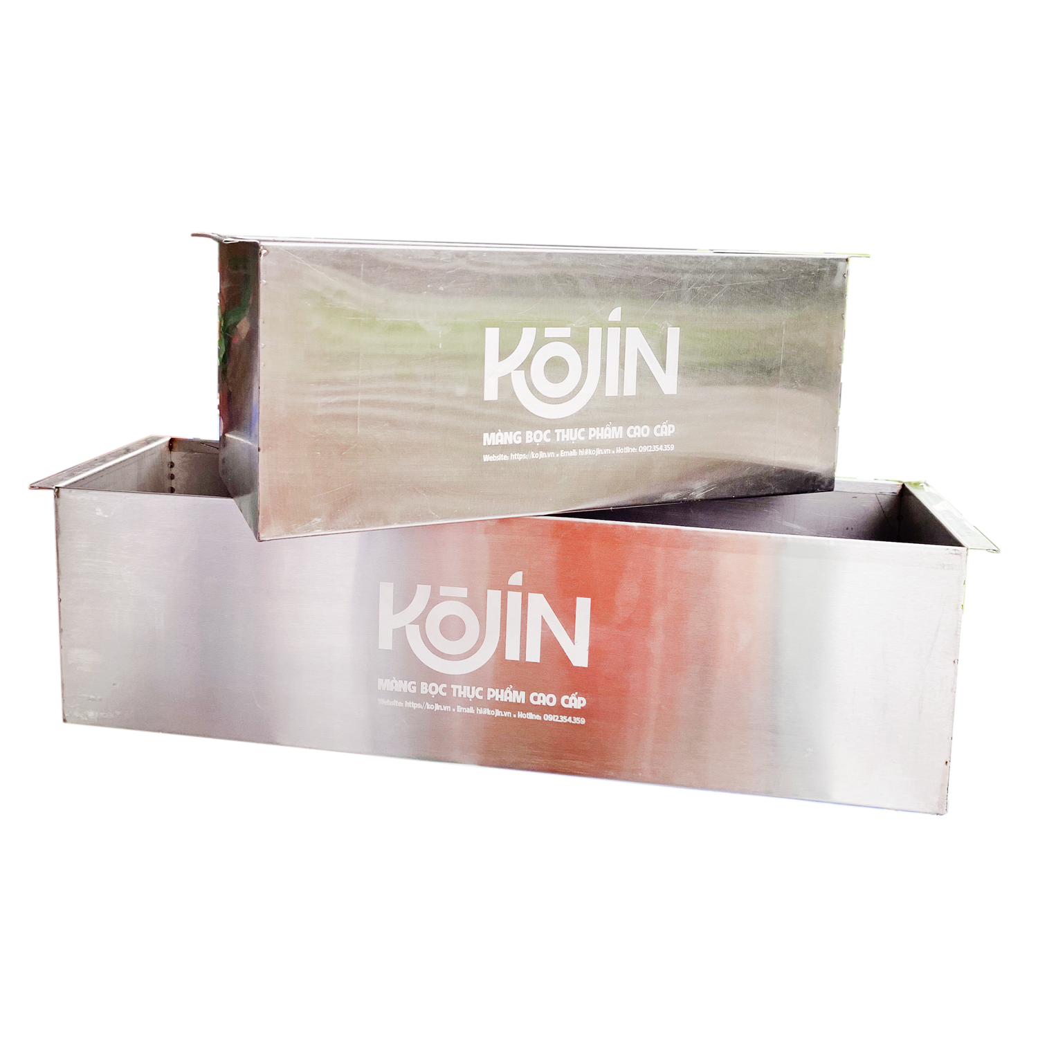 Hộp Đựng Màng Bọc Thực Phẩm KOJIN Inox 304 Kích Thước 45cm Siêu Bền Kèm Bánh Xe Và Dao Cắt