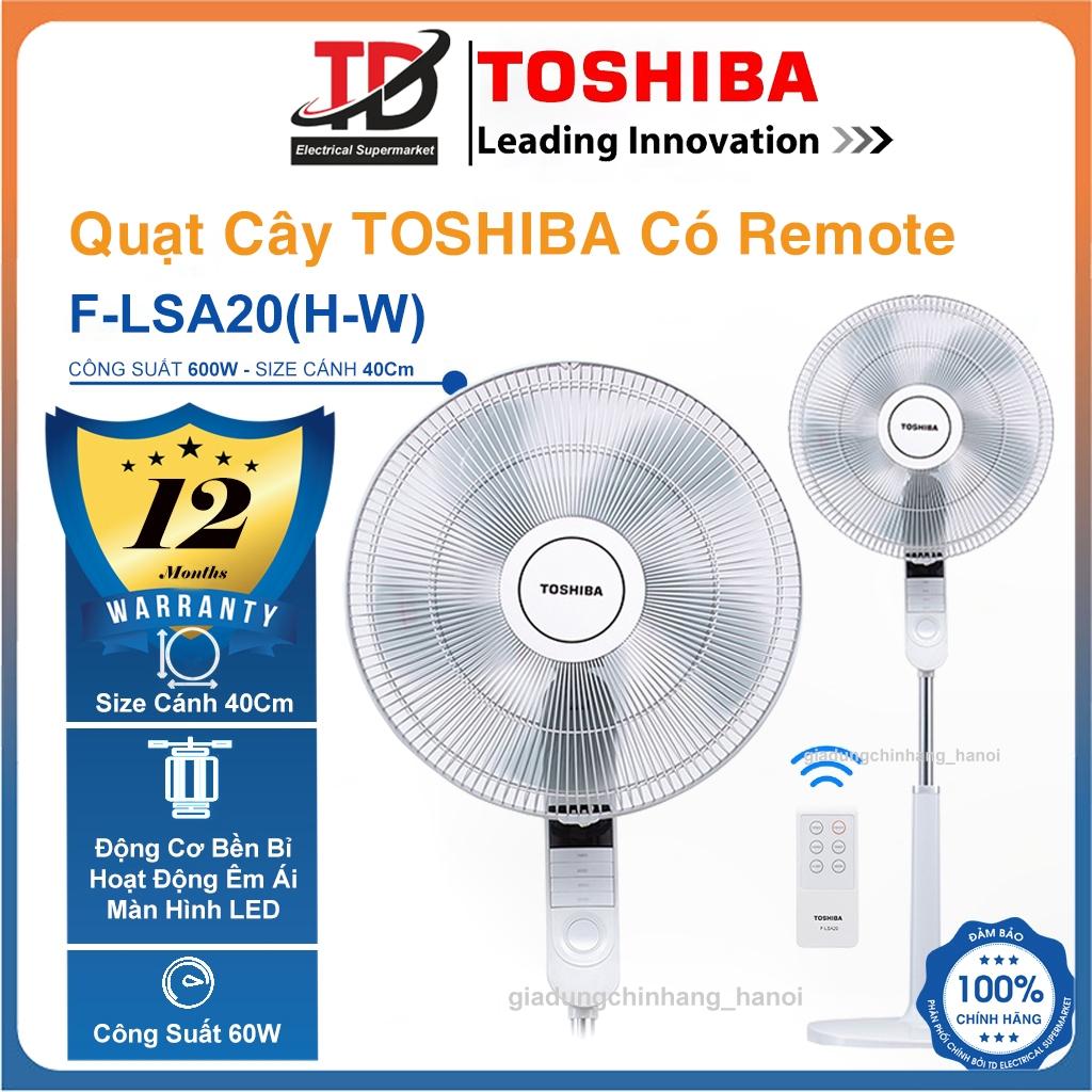 Quạt Cây Toshiba F-LSA20(H-W)VN, 5 Cánh Công Suất 60W - Điều Khiển Remote, Động Cơ Êm Ái, Hàng Chính Hãng