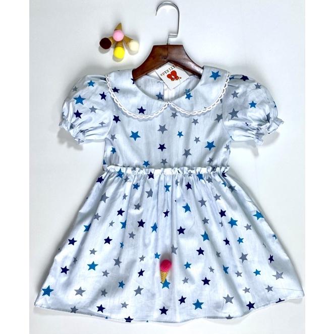 Đầm bé gái,váy trẻ em họa tiết ngôi sao cotton size 0 đến 6 tuổi.