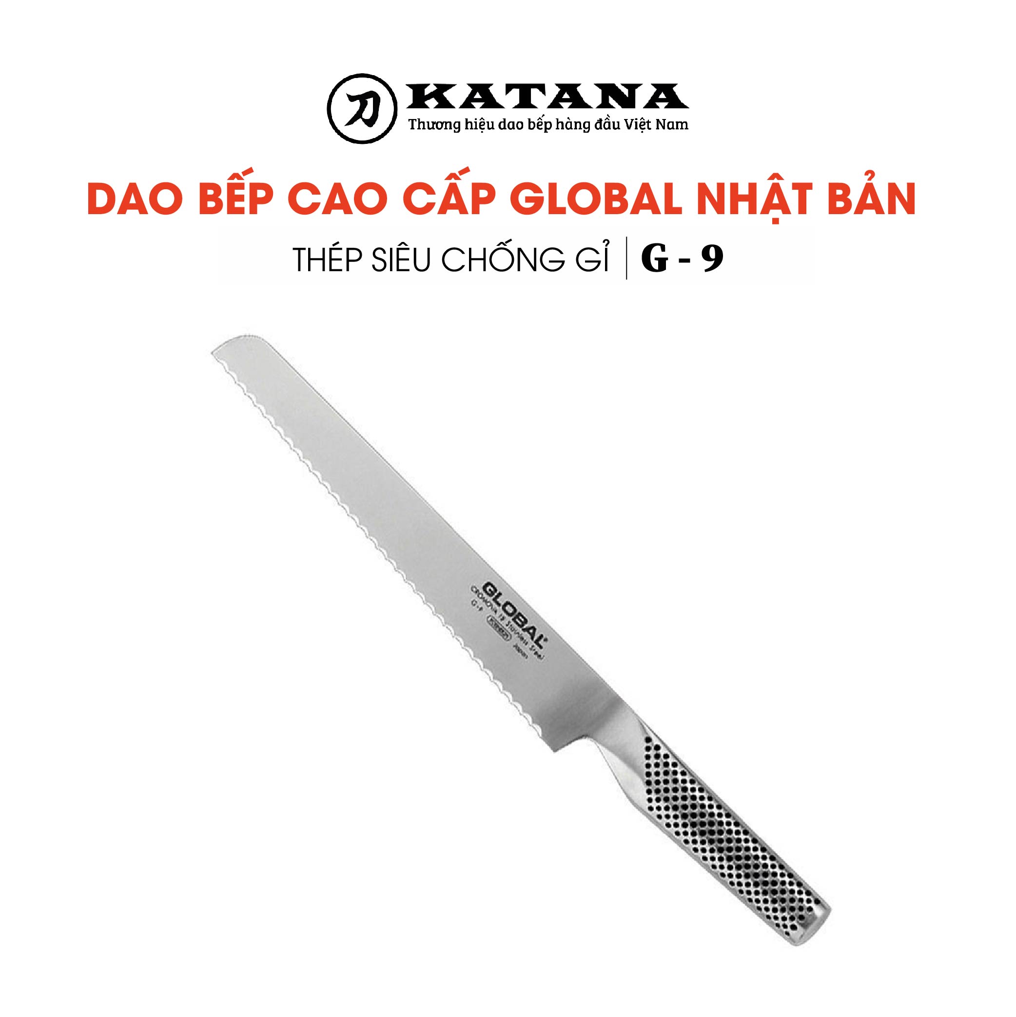 Dao bếp Nhật cao cấp Global G9 Bread - Dao cắt bánh mỳ (220mm) - Dao bếp Nhật chính hãng