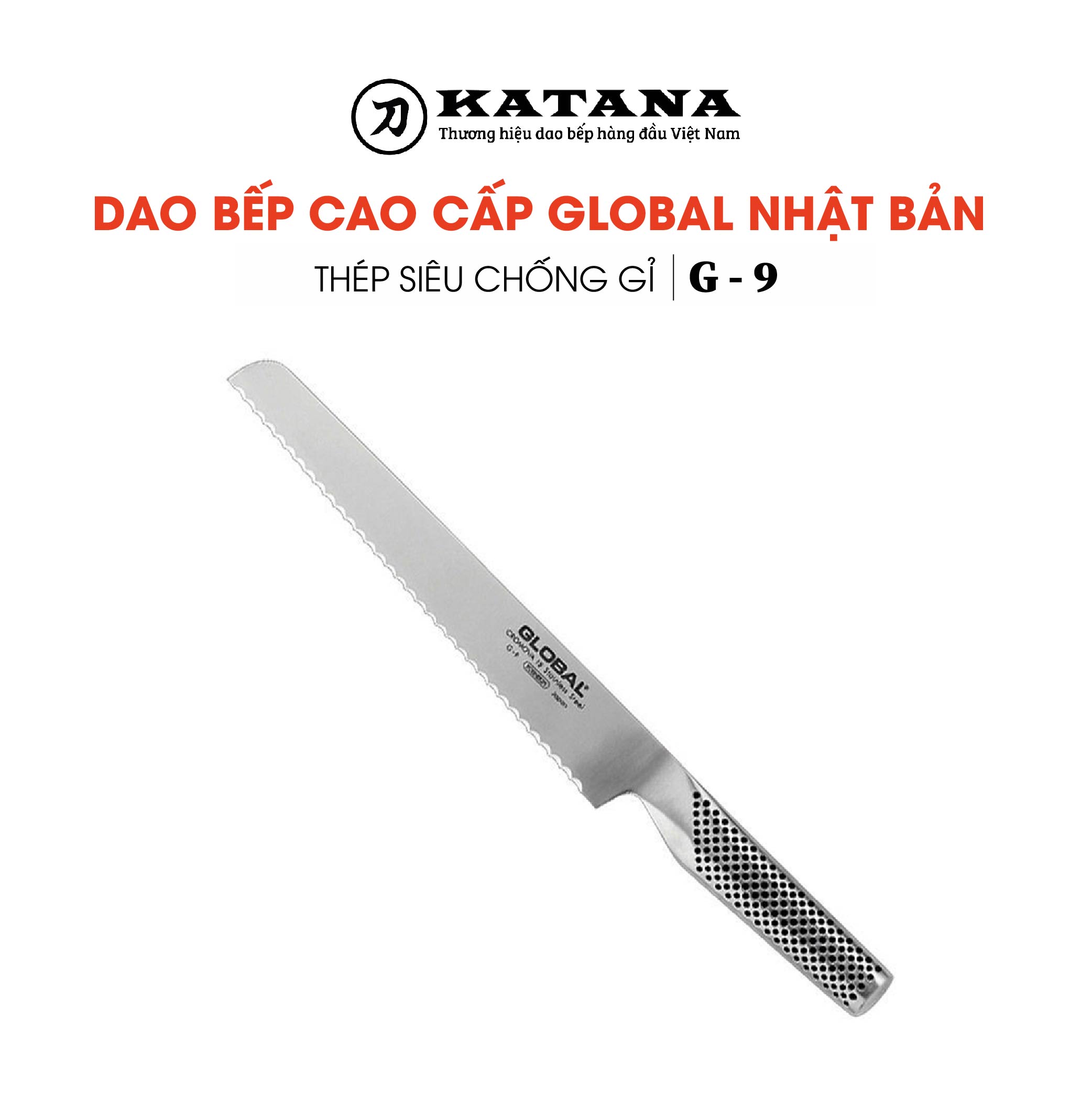 Dao bếp Nhật cao cấp Global G9 Bread - Dao cắt bánh mỳ (220mm) - Dao bếp Nhật chính hãng