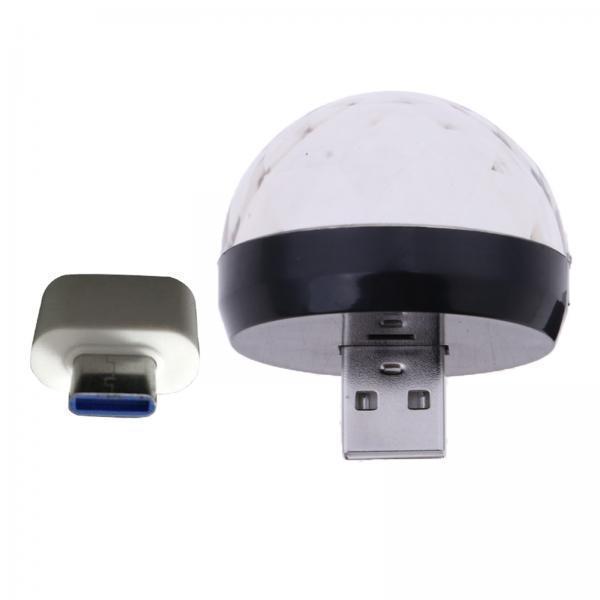 2X Mini USB Stage  Voice Control Magic Ball Lamp RGB LED Bulb Black
