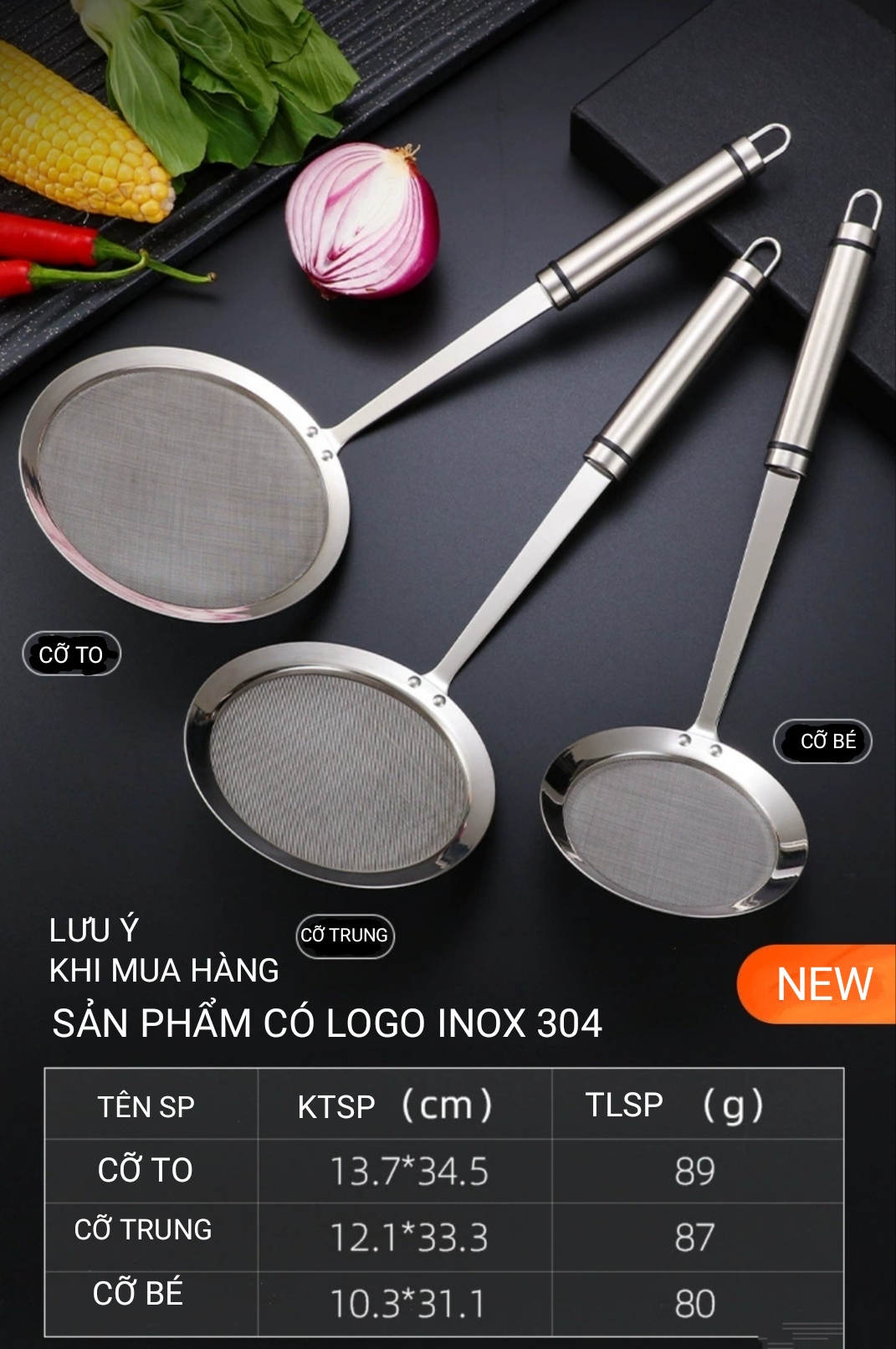 Vợt Vớt Bọt INOX 304 SIÊU ĐẸP hàng Cao cấp. Sản phẩm Vợt Size lớn. Dụng cụ nhà bếp dùng vớt cặn, vớt xương