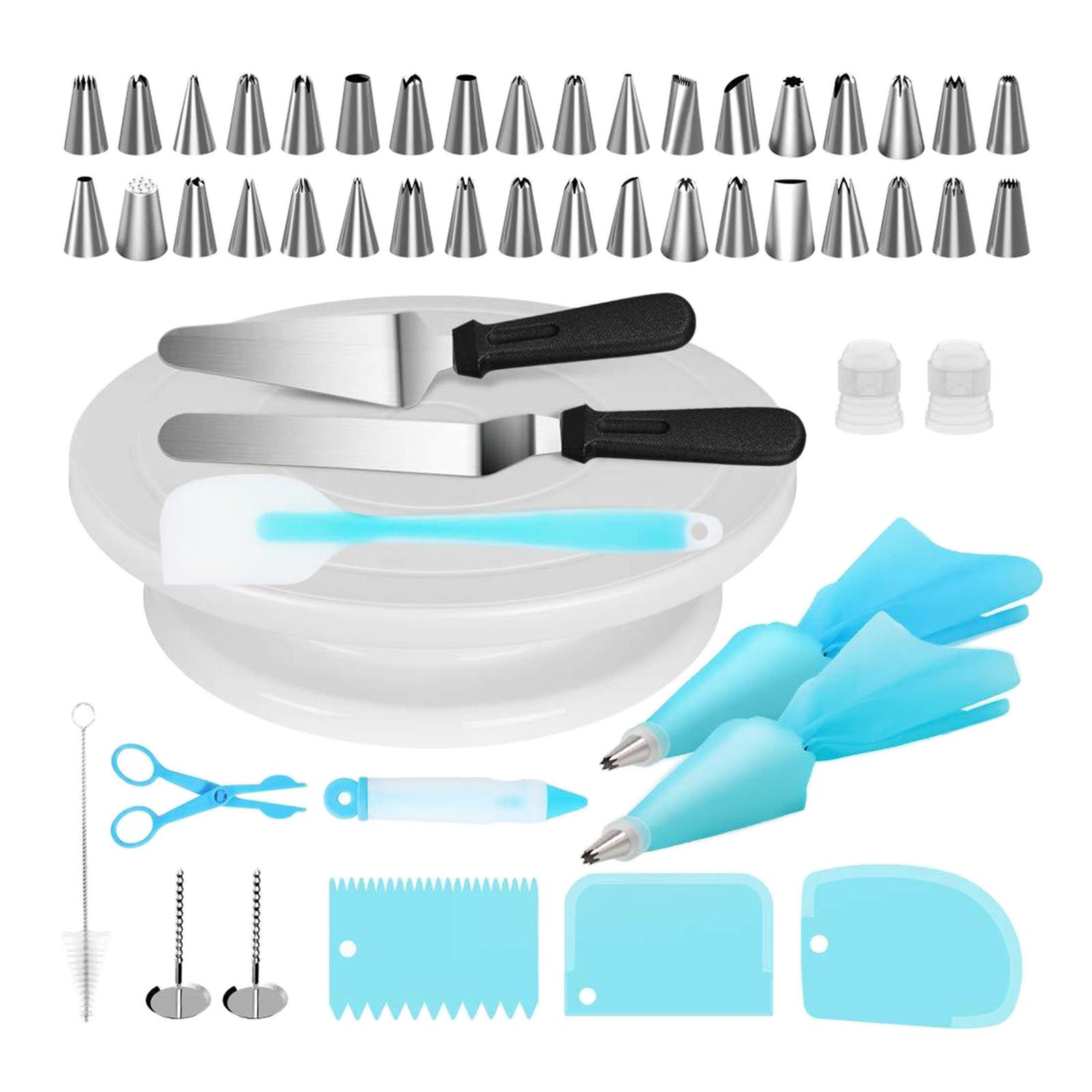 52pcs Cake Decorating Kit Cake Decoration Supplies Set Tool for Home Kitchen, Cake Decoration Equipment Supplies w/ Cake Turntable & Icing Spatula