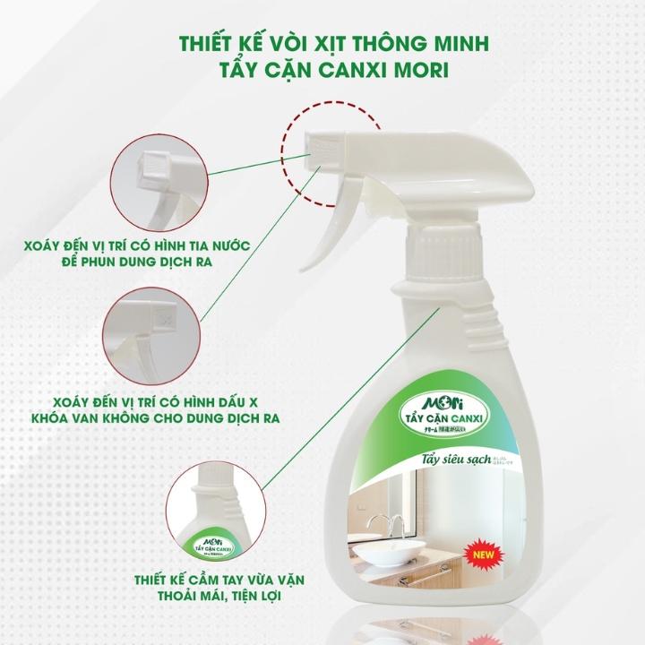 Tẩy Cặn Canxi Mori, Tẩy Kính, Vòi Sen, Bồn Sứ, Chậu Tắm, Gạch Men, Gương Soi - Thương Hiệu Việt Nam, Công Nghệ Nhật Bản