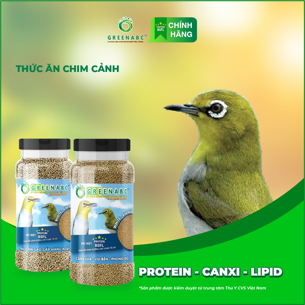 Cám Chim Vành Khuyên GREENABC – Chim dưỡng dùng loại hằng ngày, cho chim phong độ líu bền dùng bổ sung – Hộp 280g