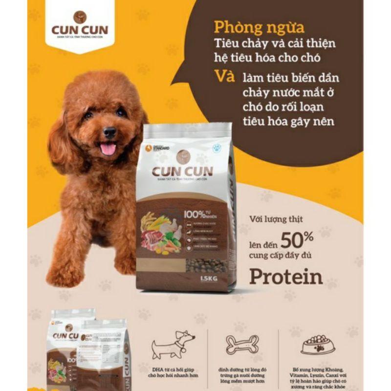 Cun cun thức ăn hạt cho chó túi 1.5kg