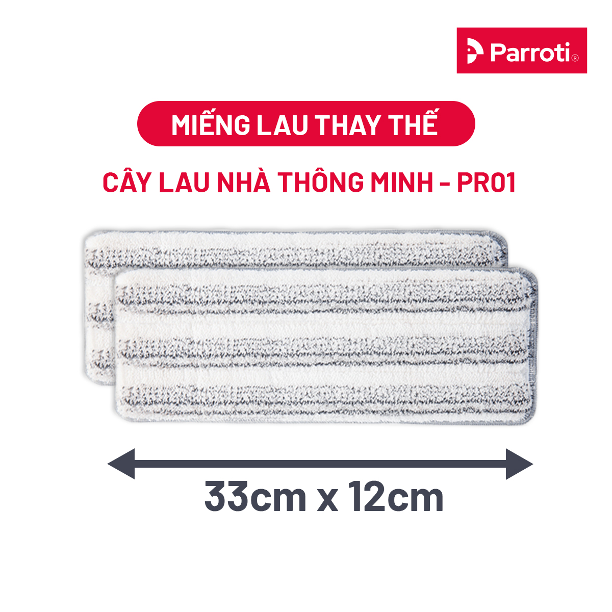 Combo 2 Miếng Lau Nhà Thế Hệ Mới Parroti Pro Pad2 - Pr01 - Kích Thước 33 X12 Cm Chỉ Dùng Được Cho Bộ Lau Nhà Parroti Pro