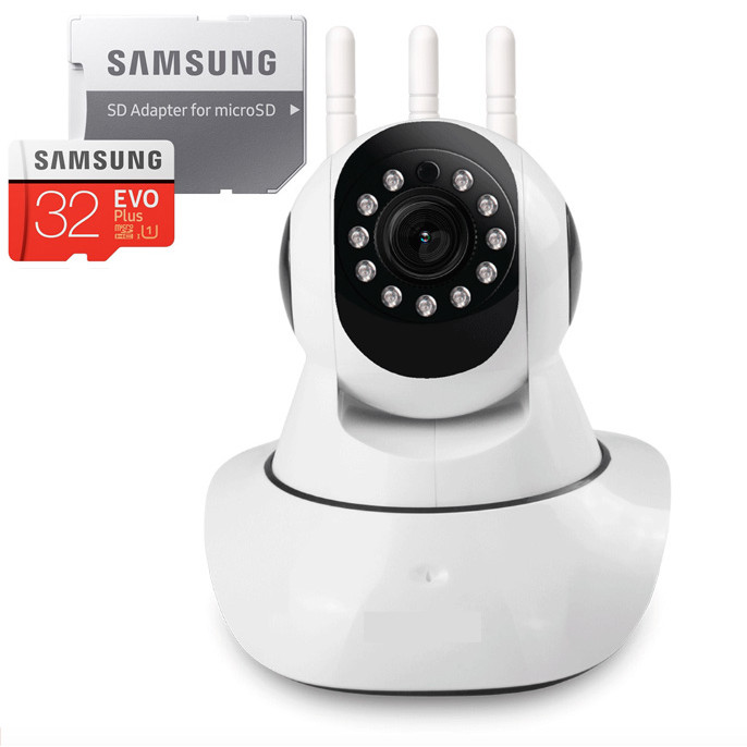 Camera IP Wifi 3 Râu Dùng Phần Mềm YooSee - Hàng Nhập Khẩu đi kèm thẻ 32gb Samsung + Adapter