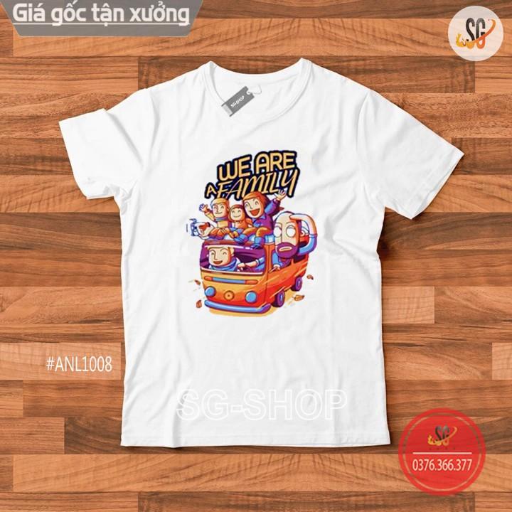Áo thun we are family màu trắng | Thun cotton 4 chiều dày dặn | Đủ size đến 110kg | ANL1008 | SG