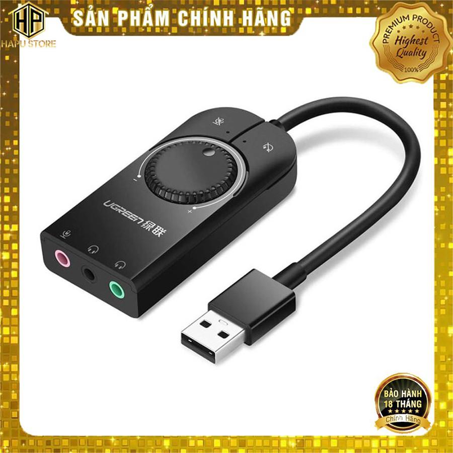 Cáp USB Sound Ugreen 40964 chuẩn 3.5mm có Volume control chính hãng - Hàng Chính Hãng