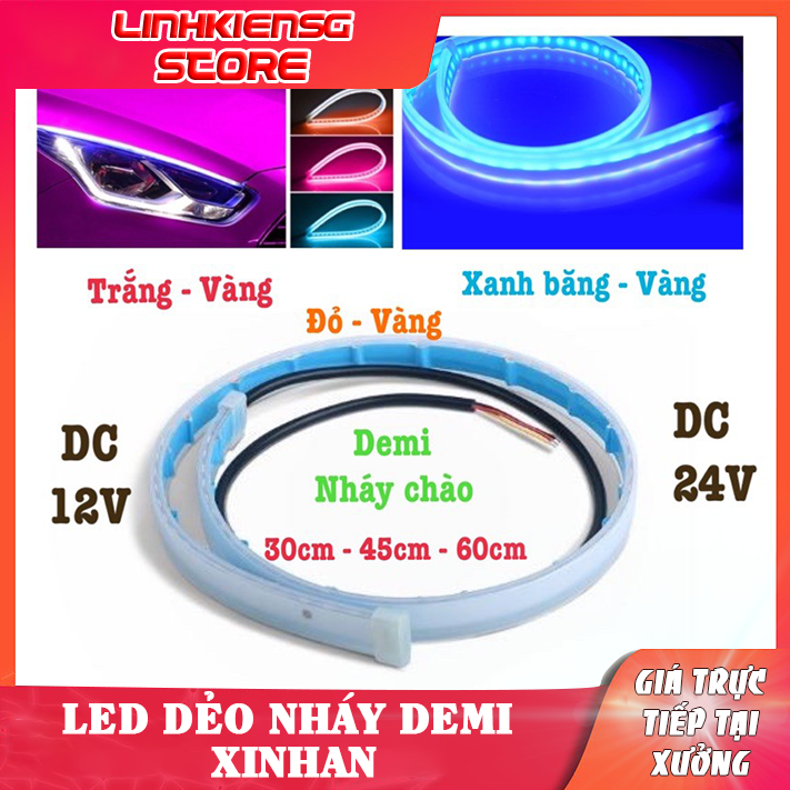 Đèn Led dẻo lắp demi xi nhan chạy đuổi kiểu Audi cho xe máy, ô tô - DC 12v