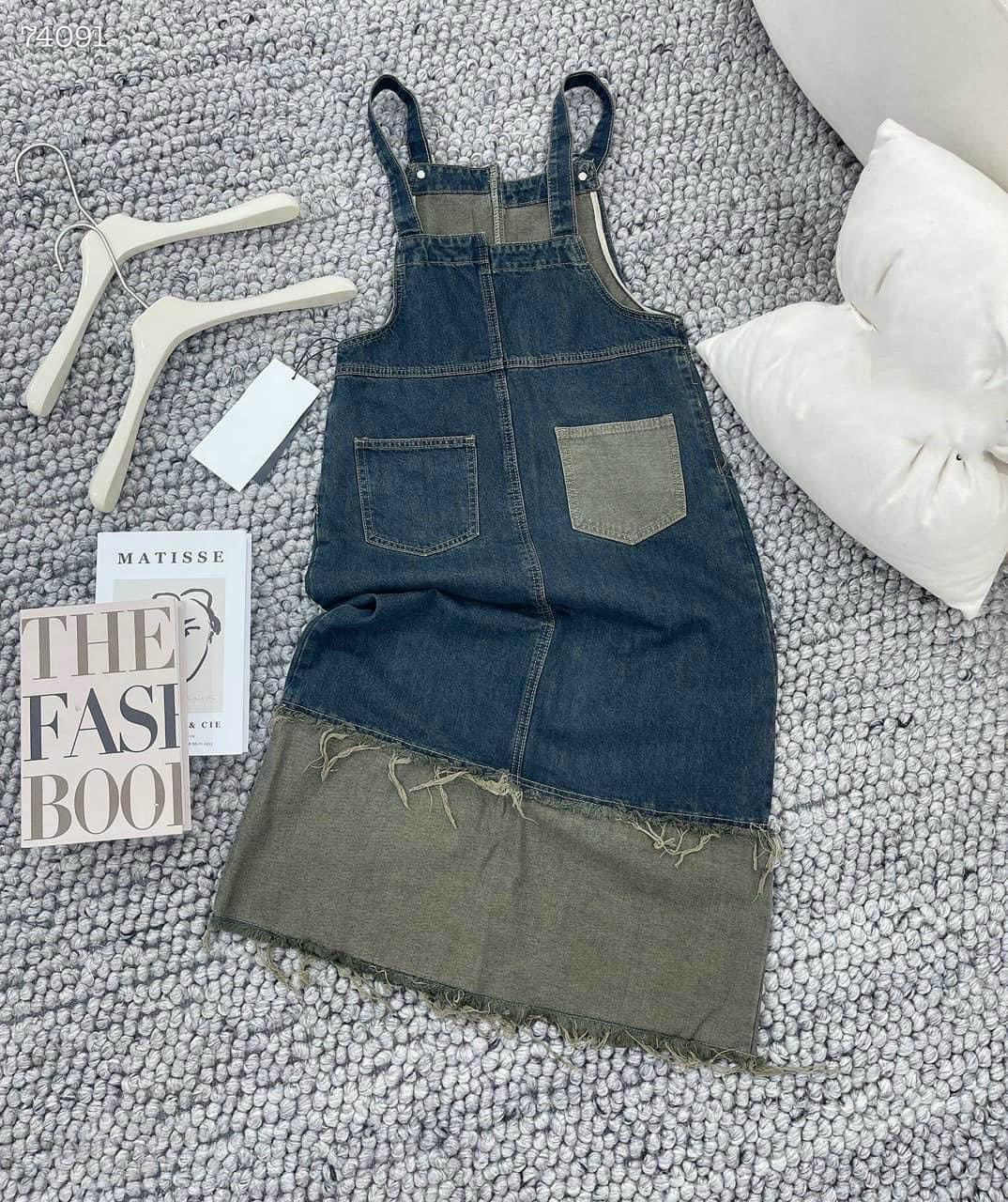 ĐẦM YẾM MIDI DÀI 2 DÂY SUÔNG TRƠN XẺ TÀ JEANS / DENIM DẠO PHỐ ĐI BIỂN ĐI TIỆC ĐI CHƠI ĐI HỌC