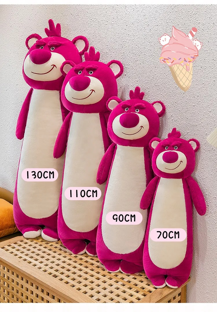 Thú nhồi bông lotso đỏ dáng dài êm mịn - Size từ 70cm đến 110cm- Quà tặng gấu dâu đậm dễ thương - Gối ôm mềm mịn cho bé